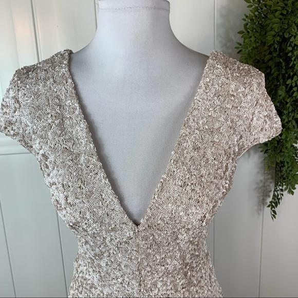 Dress The Population Zoe Sequin Minidress Cream Beige Womens Small - Picture 3 of 11